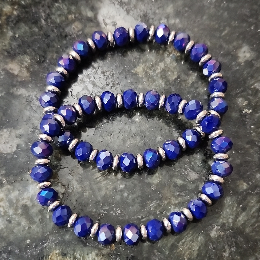 Handmade Purple Beaded Bracelet Set